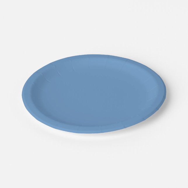 Blaugrau (Crayola) (Vollfarbe) Pappteller (Schrägansicht)