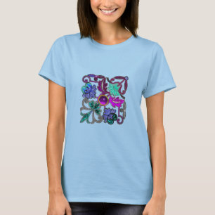 BLAUGRAU LILA WEISS SPITZENBLUMEN UND EDMELSTEIN T-Shirt
