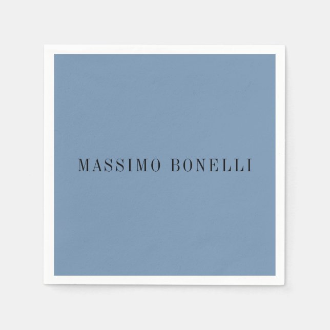 Blaugrau minimalist schlicht lesbar modern serviette (Vorderseite)