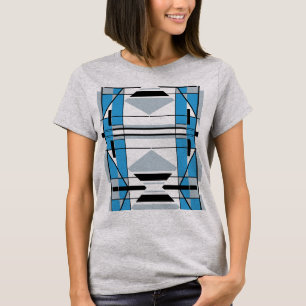 Blaugrau Schwarze große Mosaikfliese Südwest-Look T-Shirt