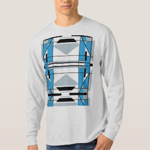Blaugrau-schwarzes südwestinspiriertes Mosaik-Abst T-Shirt