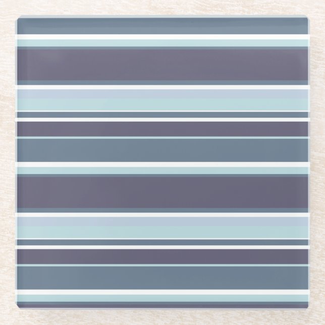 Blaugrau Streifen Glasuntersetzer (Vorderseite)