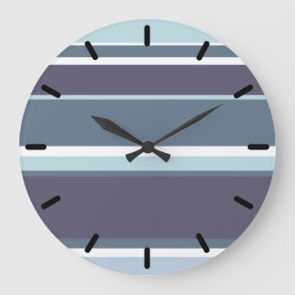 Blaugrau Streifen Große Wanduhr