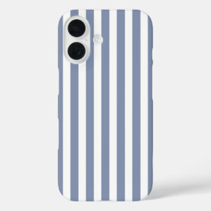 Blaugrau-weiße Bonbonstreifen iPhone 16 Hülle