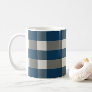 Blaugrau-weiße Büffelkarierung Kaffeetasse