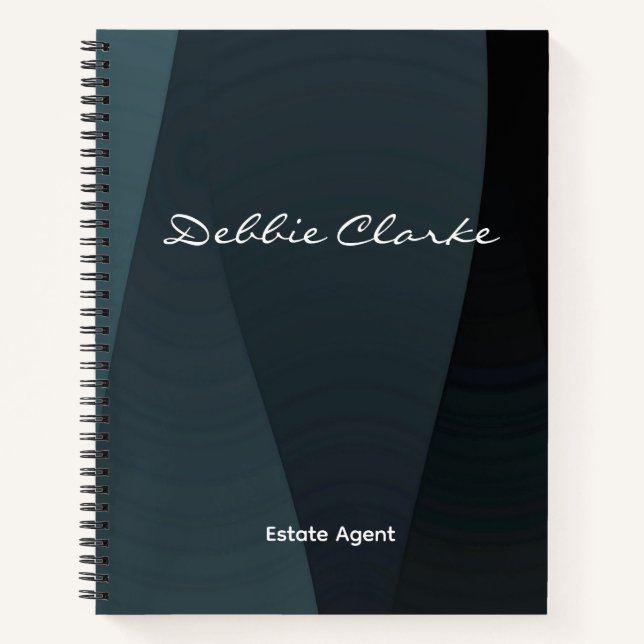 Blaugrau-Wellenmuster Notizbuch (Vorderseite)