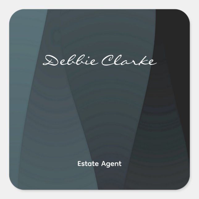 Blaugrau-Wellenmuster Quadratischer Aufkleber (Vorderseite)