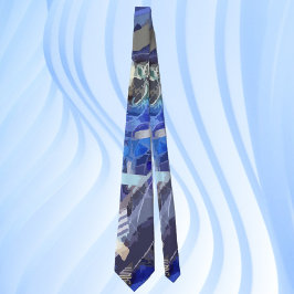 Blaugraue abstrakte geometrische Streifen Krawatte