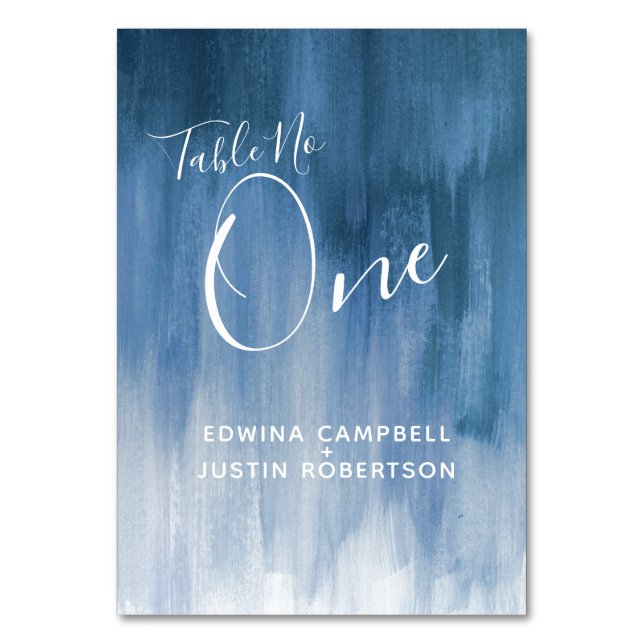 Blaugraue abstrakte moderne Tischnummer (Rückseite)