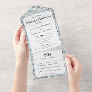 Blaugraue abstrakte Stein-Hochzeitseinladung im Al All In One Einladung