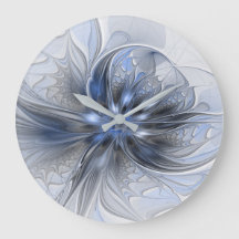 Blaugraue Aquarell-Abstrakte Blumen-Fraktal-Kunst