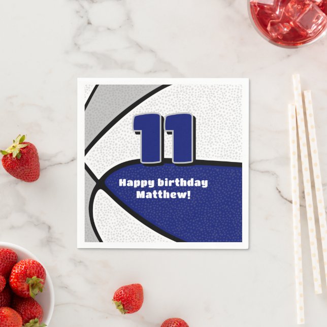 Blaugraue Basketballmädchen Jungen Sport Party Serviette (Beispiel)