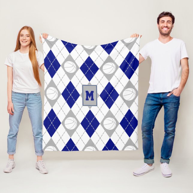 Blaugraue Basketballmannschaft - Raute Fleecedecke (Beispiel)
