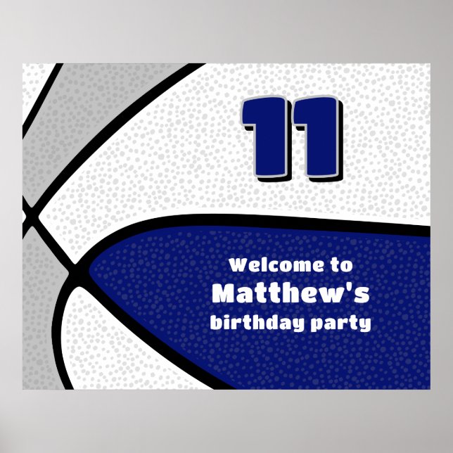 Blaugraue Basketballmannschaftsfarben Party Empfan Poster (Vorne)