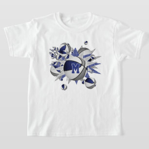 Blaugraue Basketballstars des Mädchens mit Monogra T-Shirt