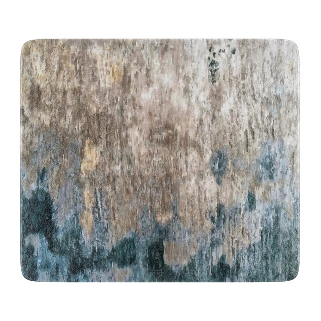 Blaugraue dekorative Abstrakte Kunstwerke Schneidebrett (Vorderseite)
