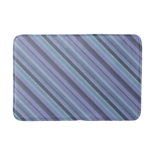 Blaugraue diagonale Streifen Badematte (Vorderseite)