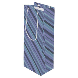 Blaugraue diagonale Streifen Geschenktüte Für Weinflaschen