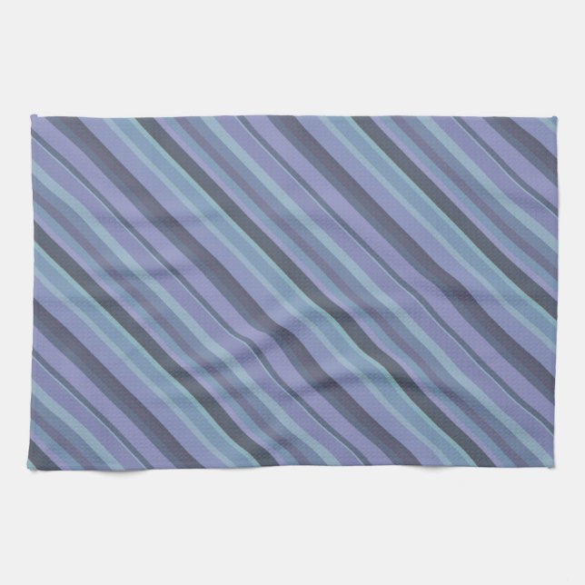 Blaugraue diagonale Streifen Geschirrtuch (Horizontal)