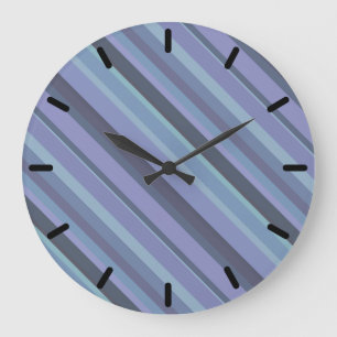 Blaugraue diagonale Streifen Große Wanduhr