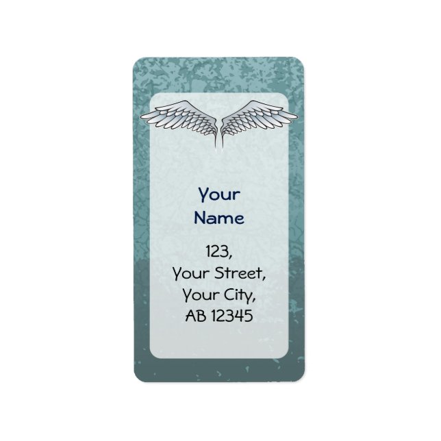 Blaugraue Flügel Adressaufkleber (Vorne)