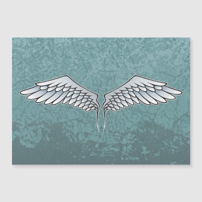 Blaugraue Flügel Magnetkarte (Vorderseite)