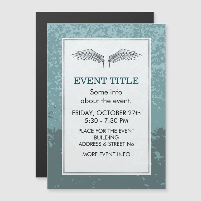 Blaugraue Flügel Magnetkarte (Vorne/Hinten)