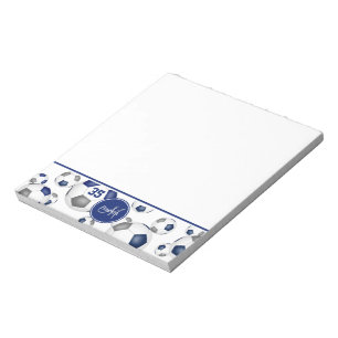 Blaugraue Fußbälle Muster Akzent Notizblock