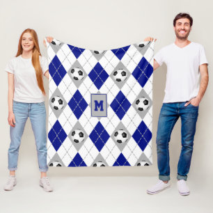 Blaugraue Fußballmannschaftsfarben Raute Muster Fleecedecke