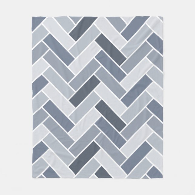 Blaugraue Herringbone-Muster Tile Fleecedecke (Vorderseite)