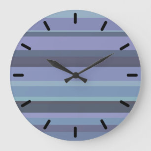 Blaugraue horizontale Streifen Große Wanduhr