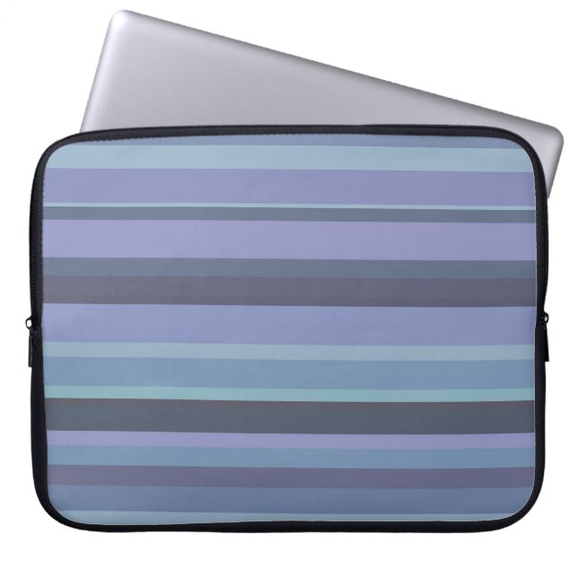 Blaugraue horizontale Streifen Laptopschutzhülle (Vorderseite)