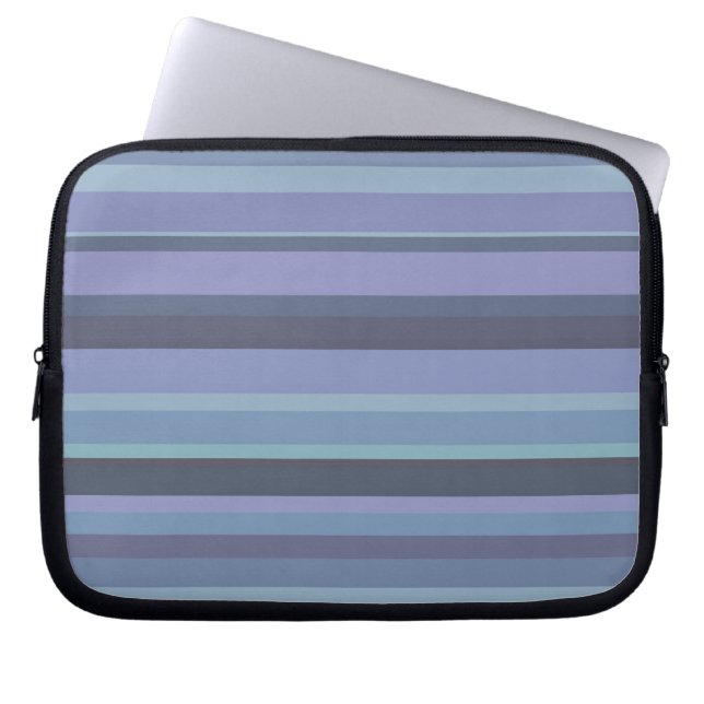 Blaugraue horizontale Streifen Laptopschutzhülle (Vorderseite)