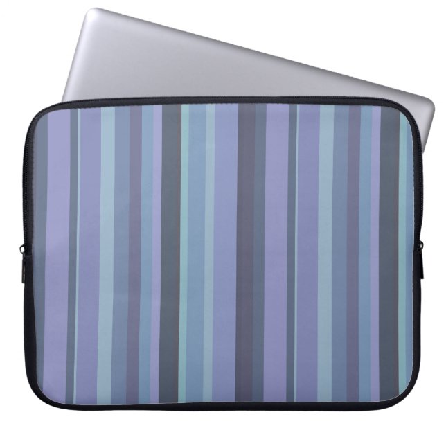 Blaugraue horizontale Streifen Laptopschutzhülle (Vorderseite)