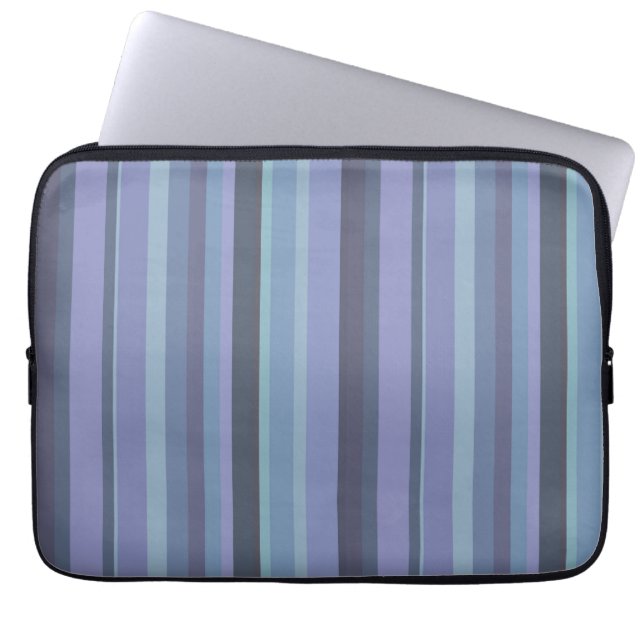 Blaugraue horizontale Streifen Laptopschutzhülle (Vorderseite)