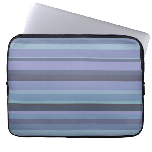 Blaugraue horizontale Streifen Laptopschutzhülle (Vorderseite)