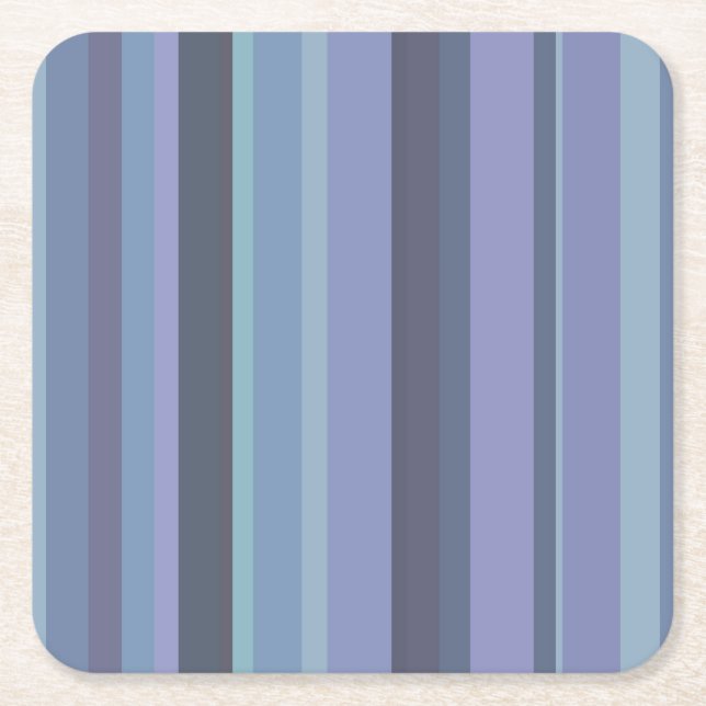 Blaugraue horizontale Streifen Rechteckiger Pappuntersetzer (Vorderseite)