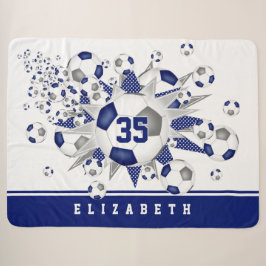 Blaugraue Mädchen Sport Fußball Bälle Stars Sherpadecke