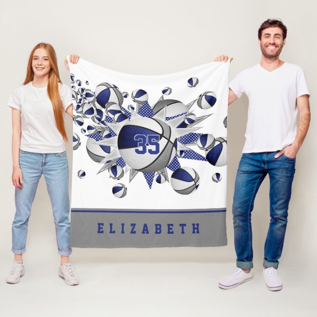 Blaugraue Mädchen Sportgeschenke Basketballstars Fleecedecke (Beispiel)