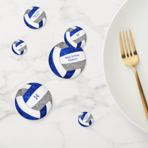Blaugraue Mädchen Volleyball Geburtstag Brauch Konfetti