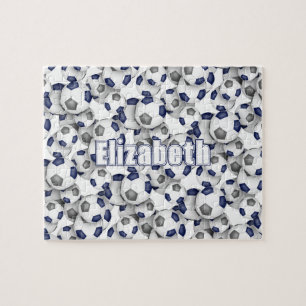 Blaugraue Mannschaft färbt Jungs Fußball Puzzle