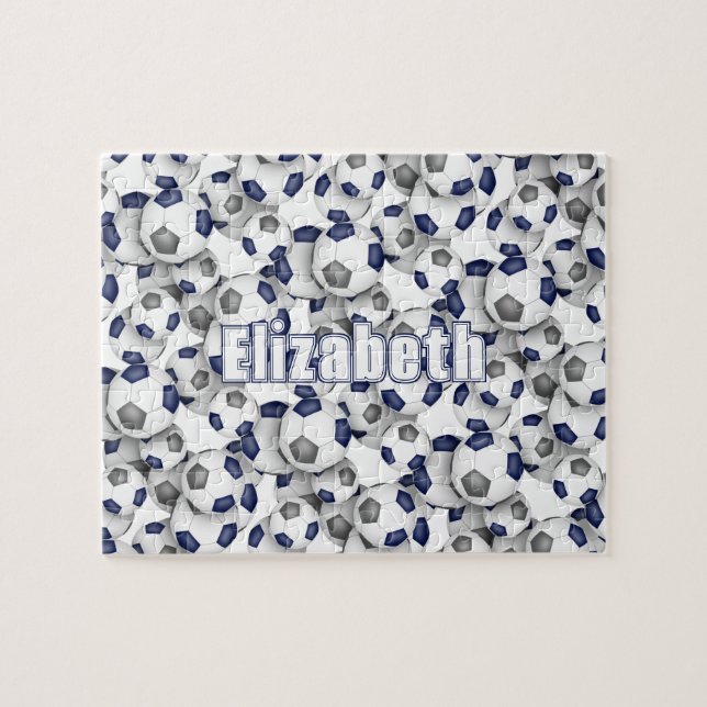 Blaugraue Mannschaft färbt Jungs Fußball Puzzle (Horizontal)