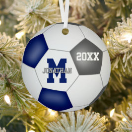 Blaugraue Mannschaft färbt Jungs-Mädchen-Fußball-S Ornament Aus Metall