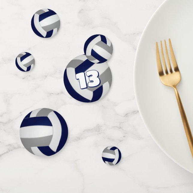 Blaugraue Mannschaft färbt Kindervolleyball-Party Konfetti (Gruppe)