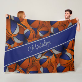 Blaugraue Mannschaft färbt Mädchen Basketballzimme Fleecedecke