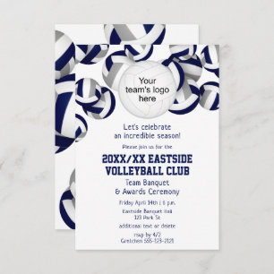 Blaugraue Mannschaft färbt Volleyball-Saisonbanket Einladung