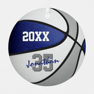 Blaugraue Mannschaftsfarben Jungs heißen Basketbal Ornament Aus Metall