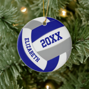 Blaugraue Mannschaftsfarben Keepsake-Volleyball Keramik Ornament