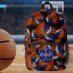 Blaugraue Mannschaftssportbasketballmuster Bedruckter Rucksack