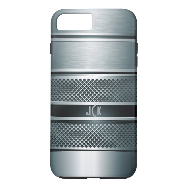 Blaugraue Metallic-Design-Monogramm Case-Mate iPhone Hülle (Rückseite)